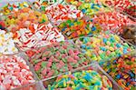 Assorted multicolored and multishaped candies in the market