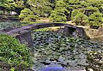 Beautiful Bridge in the Koishikawa Korakuen Garden in Tokyo, Japan