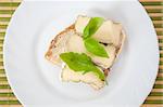 Delicious sandwich with blue cheese and fresh herbs