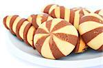 Cookies in plate isolated on white background.