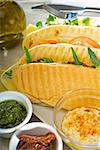 assortment of fresh homemade vegetarian  italian panini sandwich,typical italian snack