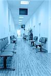 Chairs in the interior of modern Hospital in Shades of Blue