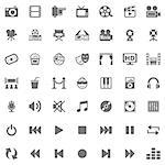 49 useful Media icons on white background