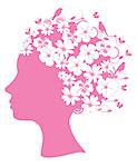 Vector illustration of a pink floral head