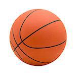 Ball for game in basketball of orange on white background