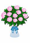 Illustration of beautiful pink roses with bow