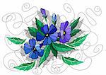 Illustration of beautiful abstract flowers in blue colors
