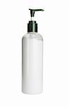 Bottle of moisturizer standing on white background