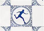 running man on a delft blue tile