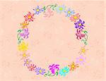 Illustration of wreath from abstract flowers with background