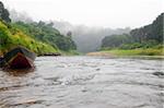 a picture of beautiful boat in a river in the forest