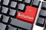 solution written on a computer keyboard enter button