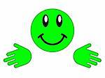 Green smiley face on a white background