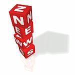Red cubes with news word in a pile