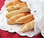 heap of appetizing homemade bread rolled loaves