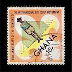 GHANA - CIRCA 1972. Vintage postage stamp printed for the 65th anniversary of the founding of the international boy scout movement, circa 1972.