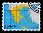 GREECE - CIRCA 1978. Vintage canceled postage stamp with map of Greece illustration, circa 1978.