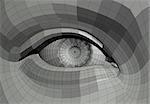 Mechanical human eye wire frame 3d illustration.