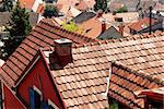 cityscape of Zemun, Serbia, architecture details, tiled roofs view