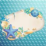 Vintage greeting card with shells and starfishes and place for text