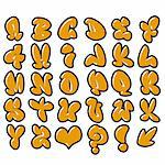 funny orange bubble font graffiti alphabet