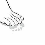 Human foot and its print on a white background.Vector illustration