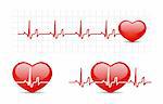 Heart cardiogram with heart. Vector illustration set