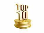 golden top ten in rank list trophy isolated on white background