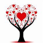 Beautiful love tree with hearts pattern