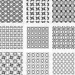 Set of monochrome geometric patterns backgrounds collection