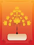 Autumn vector background with abstract tree and apple