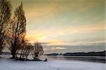 Dawn over a winter lake