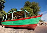 Colorful boat on Malawi lake in Africa