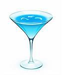 Vector illustration of blue cocktail dans un verre de mousseux avec des cubes de glace