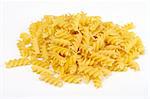 close up of a dried italian pasta on white background