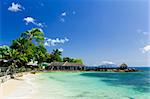 Tropical resort on perfect white sand beach in Seychelles