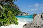 Look at the fantastic beach with the typical granite rocks in the foreground and the background. La Dique, Seychelles