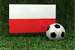 Flag of Poland with soccer ball over grass background - very highly detailed render