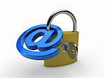 3d padlock email blue safety internet mail
