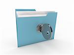 3d lock folder key data blue paper