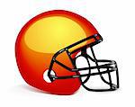 Vector orange american football helmet on white