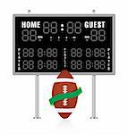 American football ball with ribbon and scoreboard