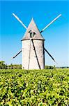 windmill with vineyard near Blaignan, Bordeaux Region, France