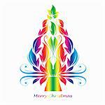 colorful abstract christmas tree isolated on white background