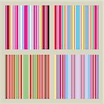 Four seamless patterns with retro stripes in bright and warm colors