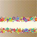 Greeting card with flowers, polkadot pattern (editable) and a banner for your own message