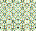 Geometrical vector pattern (seamless) with stars and flowers in orange, yellow, brown, green