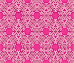 Seamless and elegant Baroque pattern with leaves and swirls on a pink background