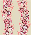 Seamless light floral pattern with pink flowers and leaves