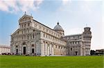 Pisa tower and cathedral at the sunny day